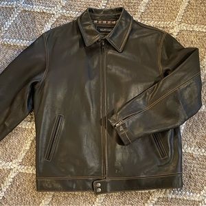 Dark Brown Aviator Style Leather Jacket